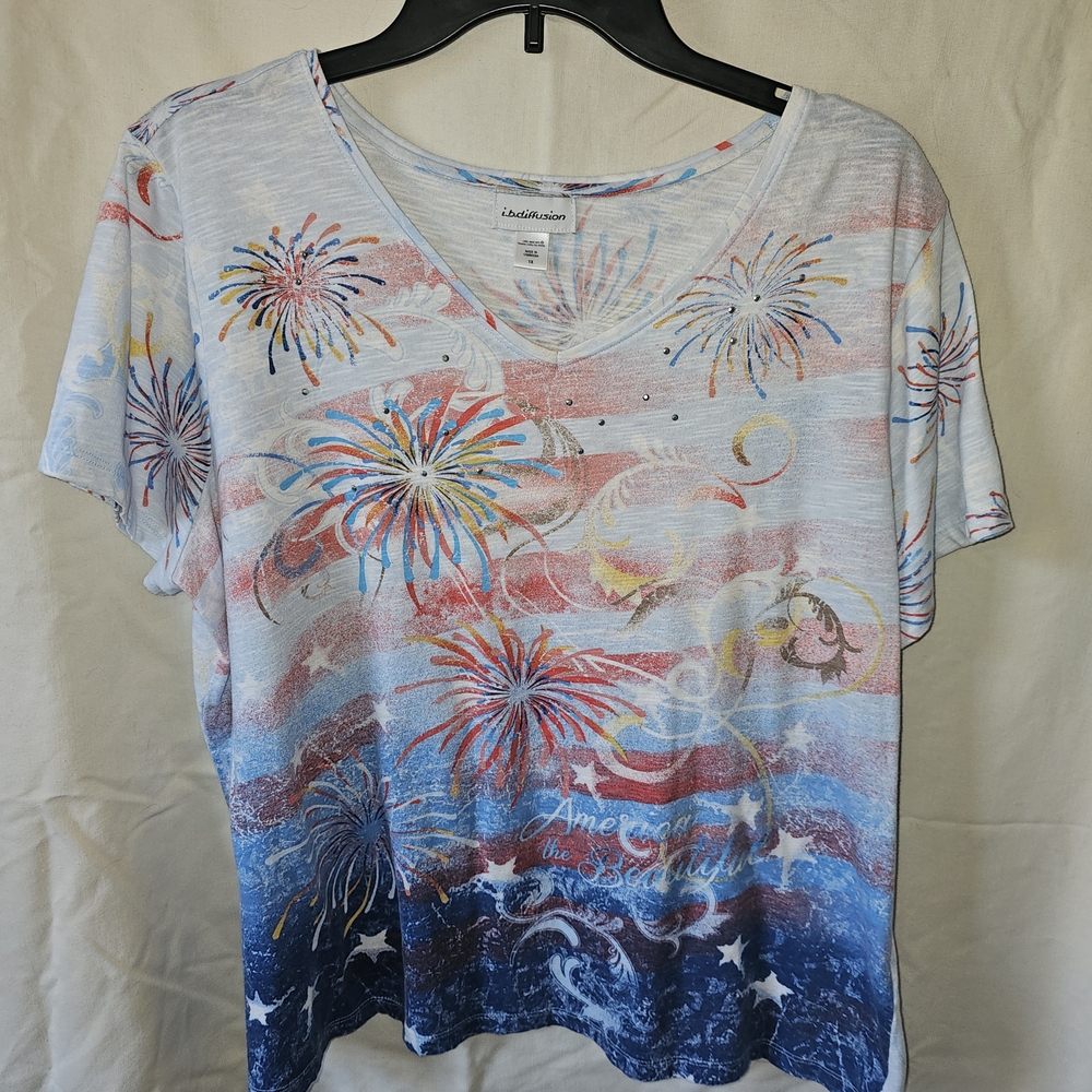 Colorful Fireworks V-Neck Tee